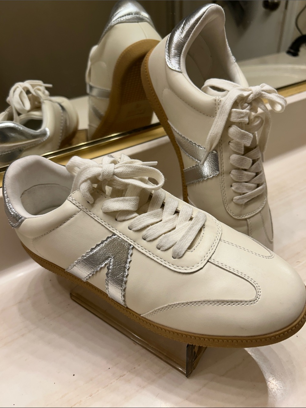 MIA White and Silver Leather Athletic Sneakers